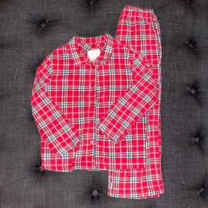 Kids pajama set- plaid red/ white / black SZ Small
